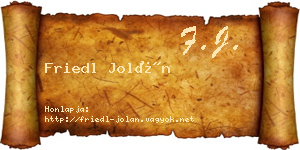 Friedl Jolán névjegykártya